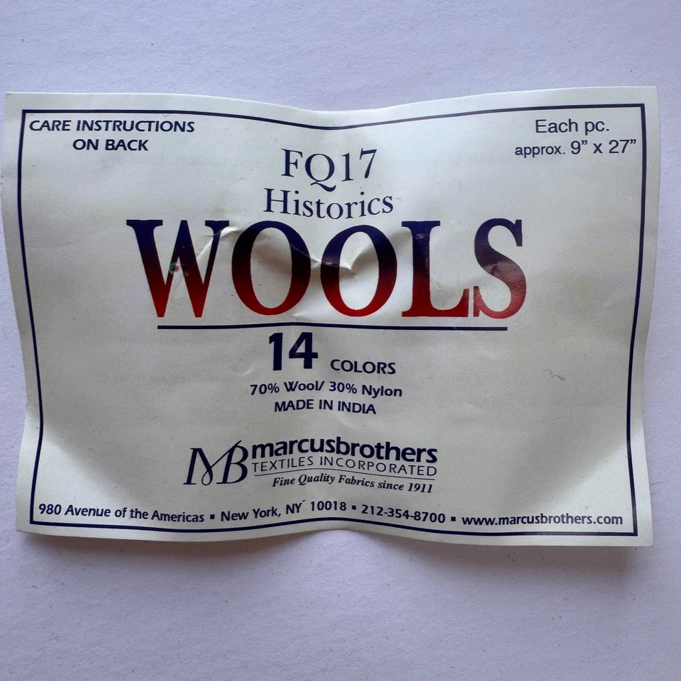 Marcus Brothers Wool/Nylon 14 Historic Colors 9" x 27" Fabric Bundle Lot - Image 3 of 4