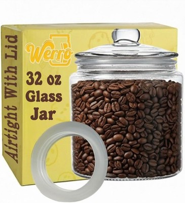 32 oz Glass Coffee Jar With Airtight Lid - Kitchen Storage Containers - Extra