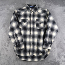 Vintage Pendleton Shirt Mens L Black Shadow Plaid High Grade Western Wool USA