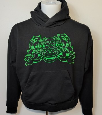 Herren Puma x Ripndip Hoodie Schwarz Grün Grafik Logo Streetwear Gr. S Oversized