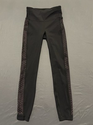 Lululemon Leggings Womens 4 Black Colour Me Quick 7/8 Tight 25'' Pink Lacing