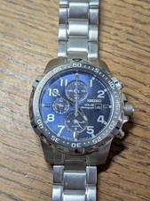 Seiko V172-0AT0 Mens Solar Chronograph Watch + Bracelet for Restoration #P935