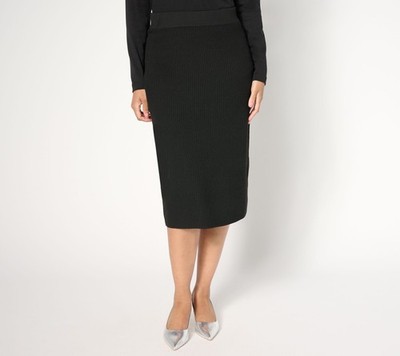 Studio Park Women's Skirt Sz L Sweater Midi Black A667604