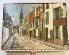 Vintage Lingerie Hosiery Box Hanes Maurice Utrillo Painting Paris France 11x8x2  
