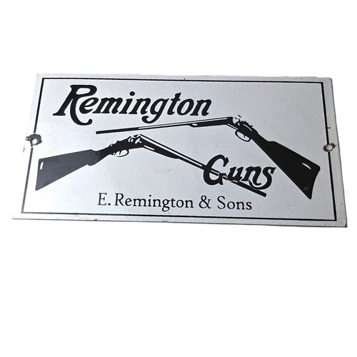 Vintage Remington Gun Dealer Porcelain Sign - Rifle Remington Sons Gas Pump Sign