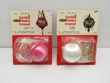 2 Walbead Vintage Satin Sequin Bead Ball Christmas Ornament Kits 1616  1589