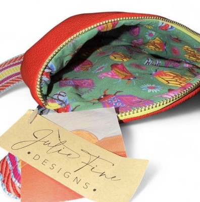 Julie Fine Designs Small Red Zipper Bag with Multicolor Strap