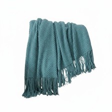 Tasseled Geometric Throw Multi-Purpose Tasseled Woven Coverlet Tassel border