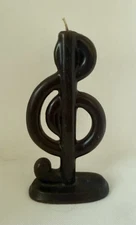Vintage Music Note Black Candle G Treble Clef Handcrafted Musicians Candle 7”