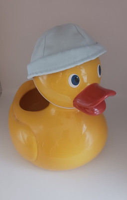 Lg Classic Yellow Rubber Duckie Planter Teleflora w/ hat Bath Duck Ducky 9''