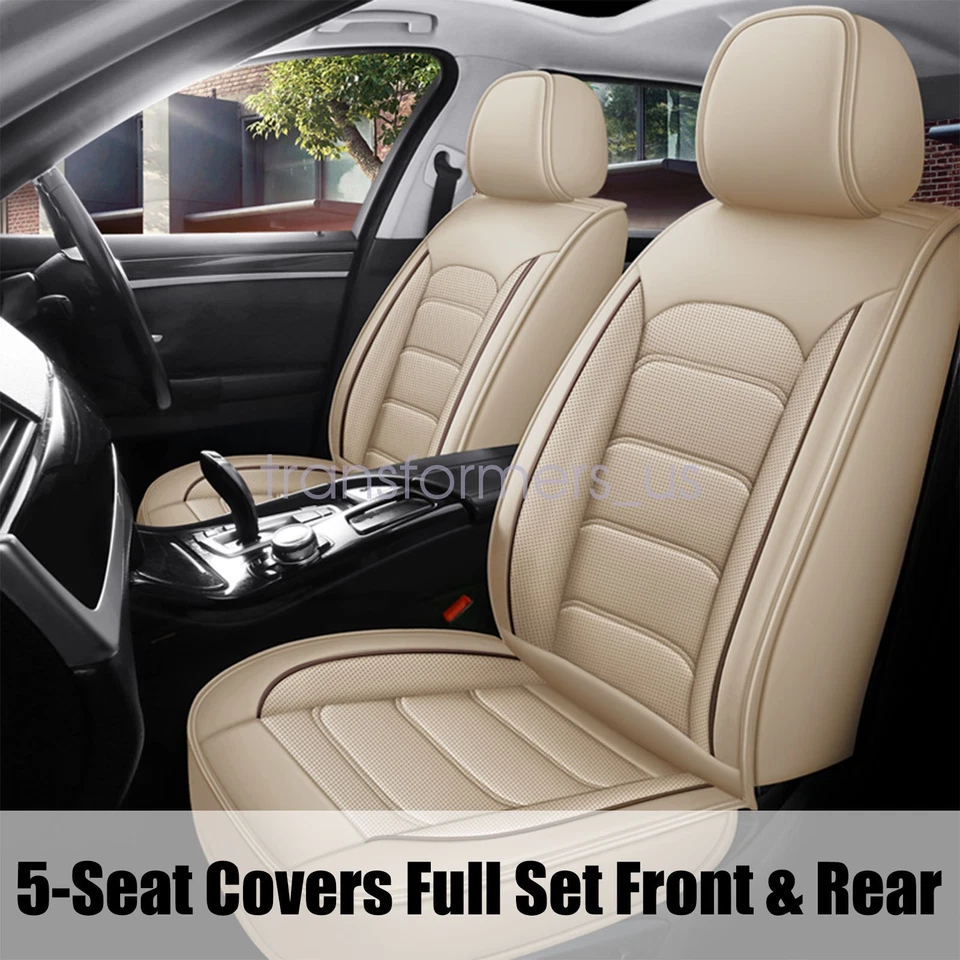 For Toyota Camry Car Seat Cover Full Set 5-Seats Leather Front + Rear Protectors Foto 2 de 4