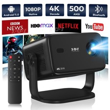XGODY Projector 4K Smart Android TV WiFi Bluetooth Home Theater 1800 Lumens