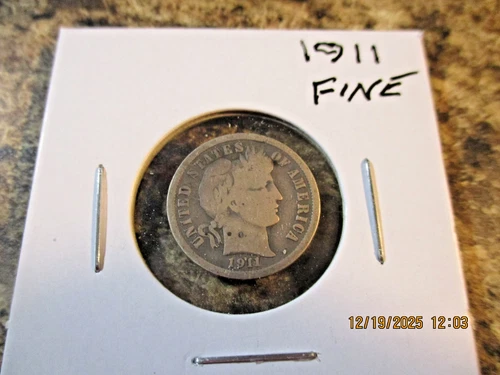 1911 BARBER DIME FINE    31