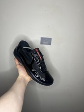 Prada Americas Cup Patent Black Leather Old Shape Mens Size 10.5 With Box