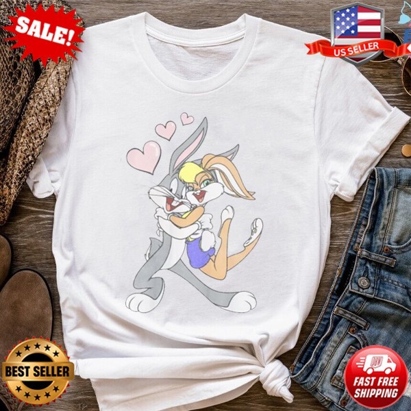 Looney Tunes Bugs Bunny & Lola Bunny White Graphic T-Shirt - S-5XL