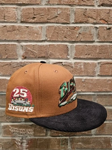 New Era 59Fifty Buffalo Bisons MiLB Club Fitted Hat Size 7 3/8, 25th Anniv 