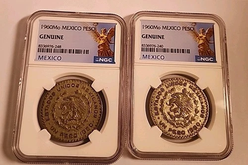 1960mo 1966 Mexico Un 1 Peso NGC Genuine Silver Coin