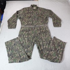 Vintage Deer River Coveralls Mens Large Trebark Camo Hunting USA 90s 40x30