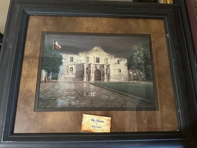 The Alamo by Rod Chase Framed Texas Landmark Architectural Art Display