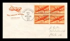 DR JIM STAMPS US COVER AIR MAIL 50C FDC SCOTT C31 BLOCK OF 4 HOUSE OF FARNAM