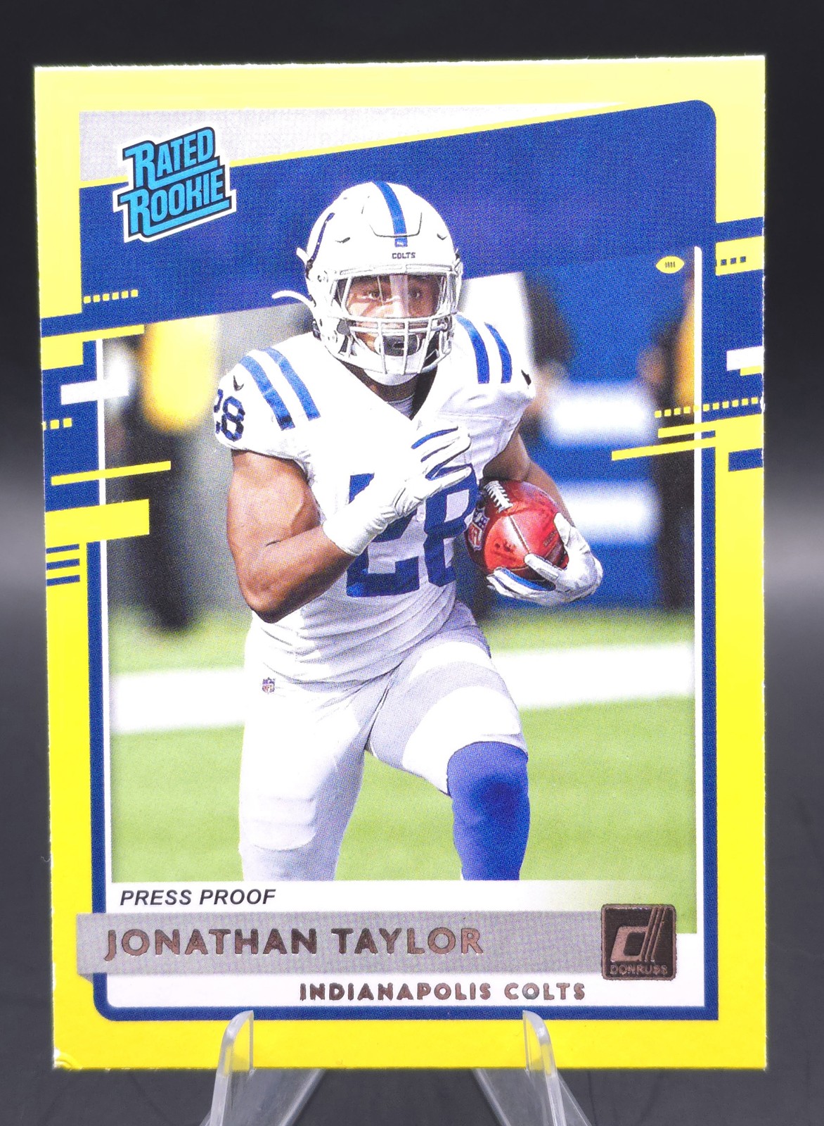 2020 Panini Donruss Rated Rookie Jonathan Taylor #317 Press Proof Yellow RC