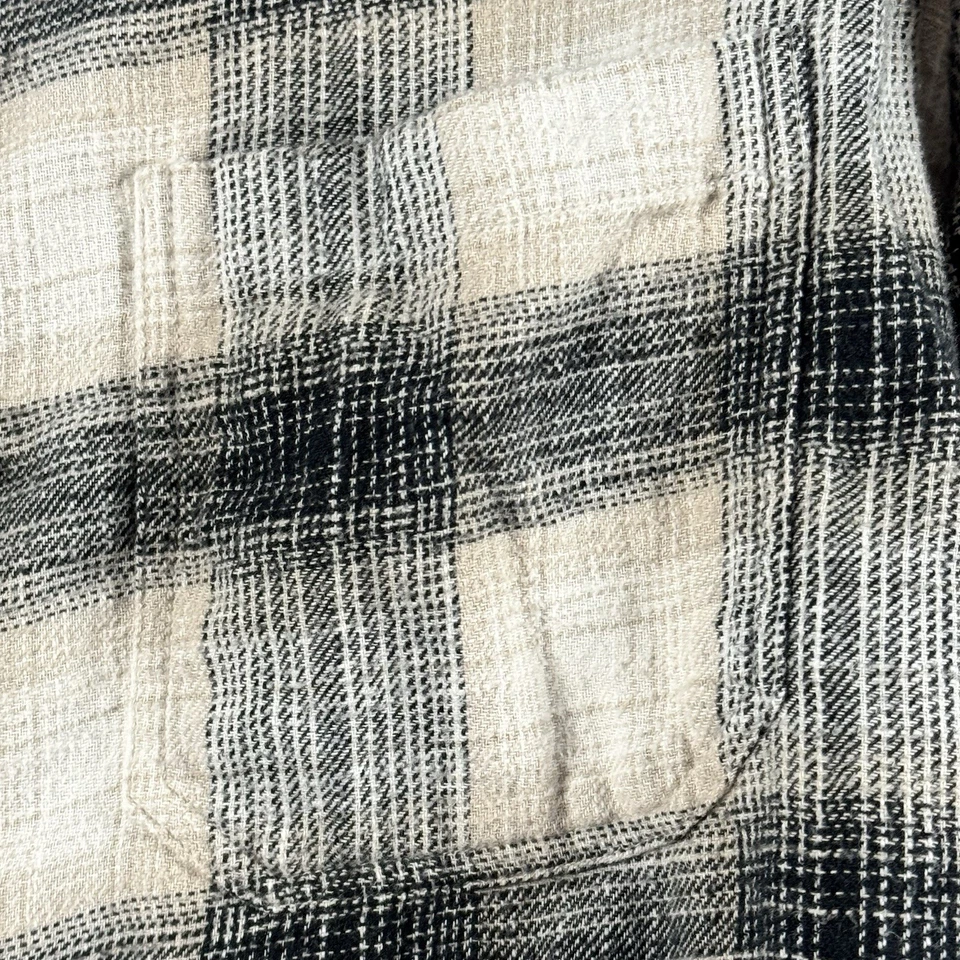 Xadrez feminino American Eagle flanela desgastada preto bronzeado tamanho grande aconchegante boho - Imagem 3 de 4