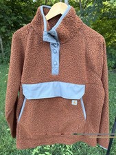 Carhartt Women  s Brown Fleece Pullover Snap Neck Sherpa Sweater Size XL NWT