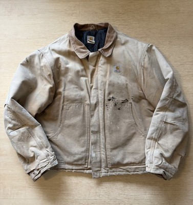 Carhartt Jacket RN14806 Tan Duck Work Jacket Size 48 Regular Quilted Made In USA