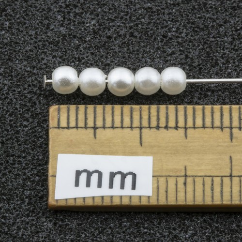3mm White Acrylic Round Faux Pearl Beads Vintage Japanese 200pcs 10303001 - Picture 2 of 2