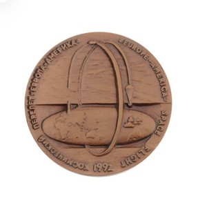 SPACE FLIGHT PLESETSK SEATTLE BRONZE 2 ART  MEDAL 1992 EUROPE AMERICA ROCKET VY