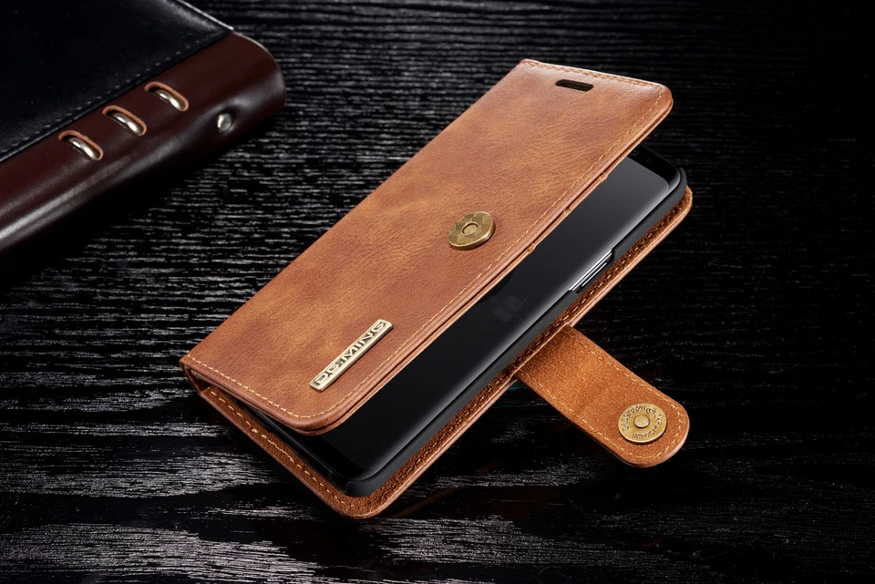 Funda tipo billetera con soporte magnético desmontable con ranura para tarjeta abatible para Samsung Foto 2 de 4