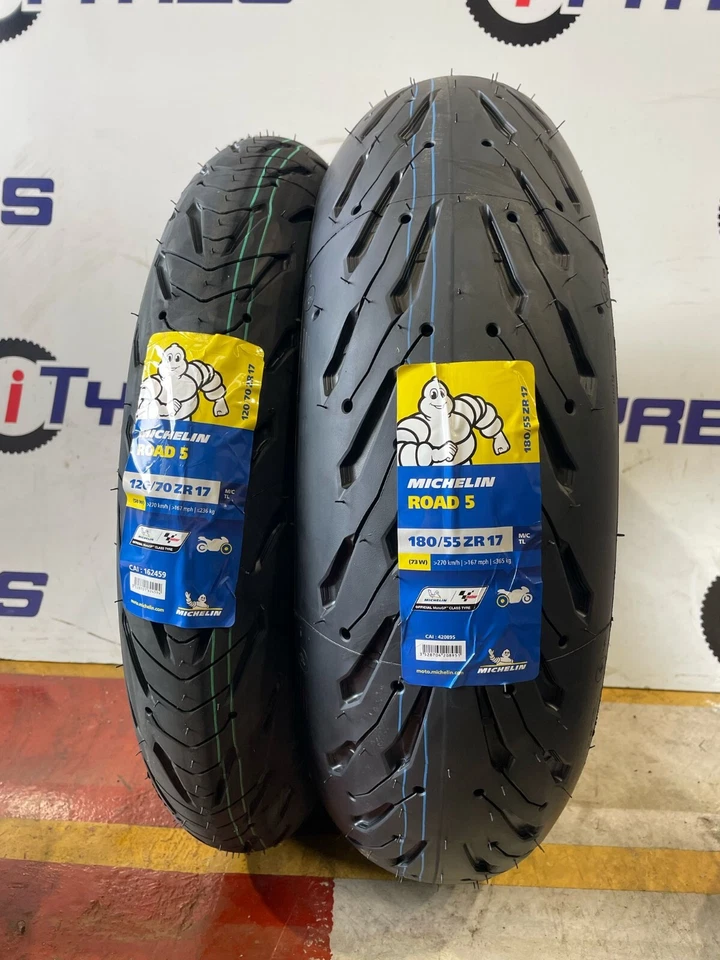 120/70ZR17 & 180/55ZR17 MICHELIN ROAD 5 TL MOTORCYCLE TYRES MATCHED PAIR!
