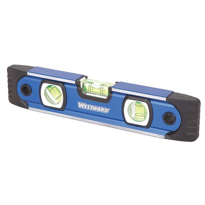 WESTWARD 4MRX2 Magnetic Torpedo Level,9''L,3 Vials 4MRX2