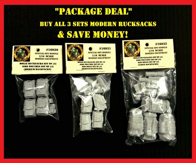 1/16 scale Modern Molle Rucksacks ''PACKAGE DEAL'' style #A, #B, #C