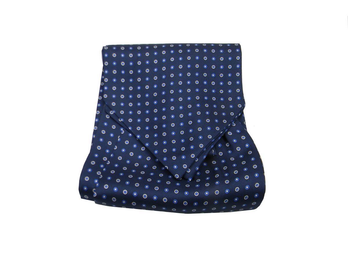 Foulard Di Seta Uomo Avantgarde | Ascot Con Stampa Fiori | Blu, Made In Italy - Foto 9