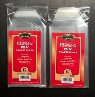 PSA Perfect Fit Sleeves 100 Card Supplies Graded Card Slabs Cardboard Gold 