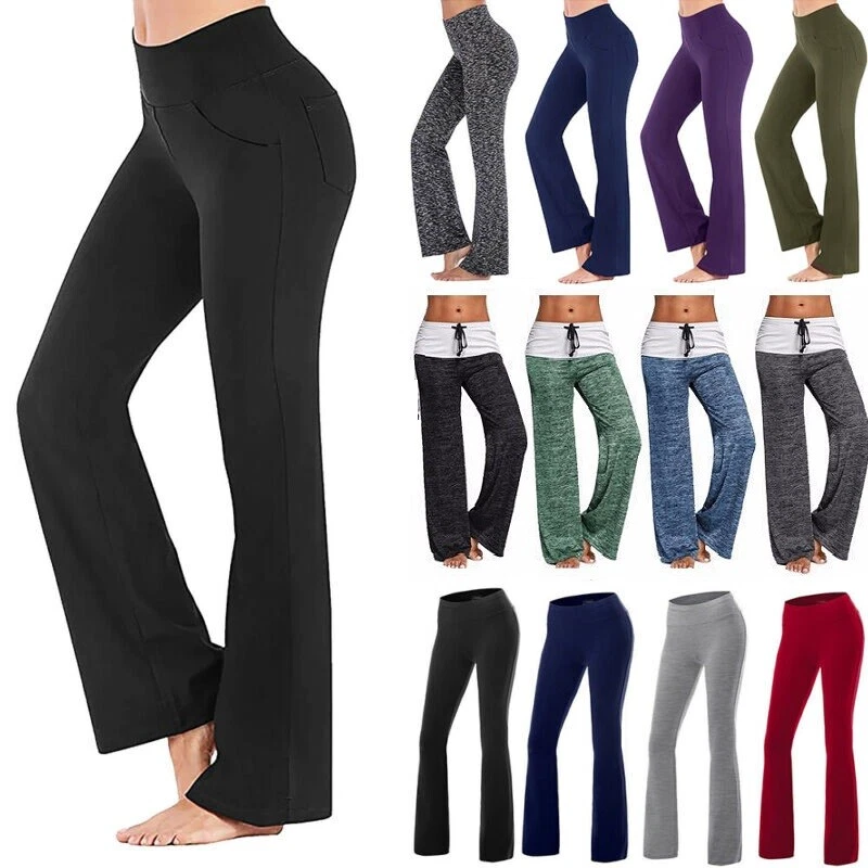 Womens Loose Yoga Pants Ladies Soft Lounge Casual Long Wide Leg Trousers