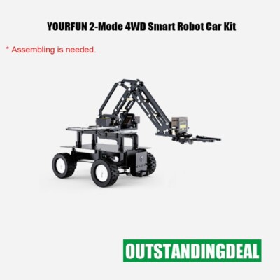 YOURFUN 2-Mode 4WD Smart Robot Car Kit Robot Car Chassis w/ Mechanical Arm os67