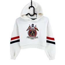 GANT White Sailing Crest Crop Hoodie Sweater Jumper Size 9-10 Years 134/140 cm