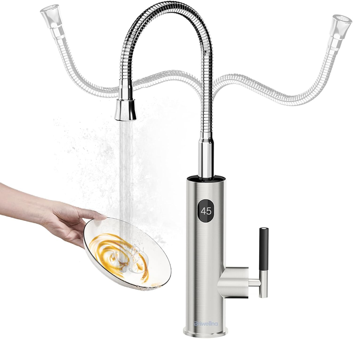 Rubinetto Istantaneo Per Lavabo 220 V – Scaldabagno Elettrico Senza Serbatoio, Display Digitale, Bianco