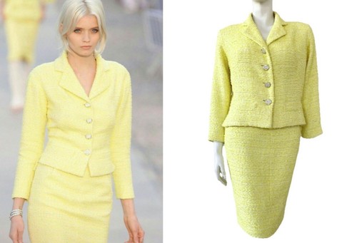 Bright CHANEL Lemon Yellow PASTEL Cruise Resort 2012 Tweed Skirt Suit RUNWAY !