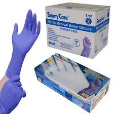 500pcs #8701 SunnyCare 12" Nitrile Exam Glove High Risk Heavy Duty 8mil - Small