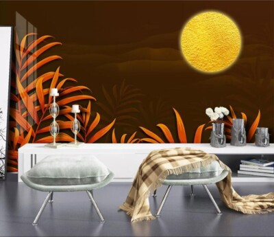 3D Yellow Moon ZHUA10162 Wallpaper Wall Murals Removable Self-adhesive Ann 24