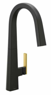 Moen S75005BL Nio Deck Mounted Pull Down Kitchen Faucet - Black
