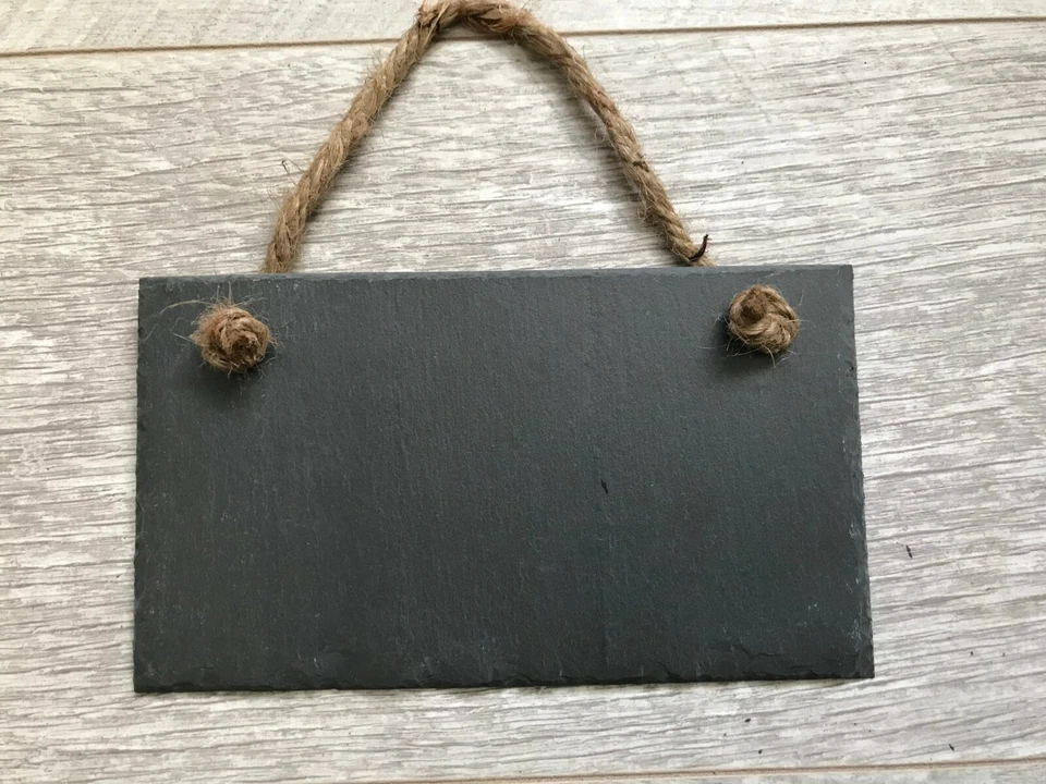 Handmade slate hanging chalkboard blackboard message board memo plaque 18x10cm  - Image 2 of 4