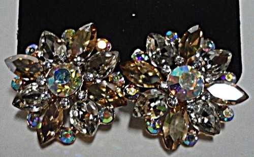 Awesome Runway SIZ Geometric Abstract FAUX CRYSTAL STATEMENT NECKLACE W/EARRINGS - Picture 8 of 13
