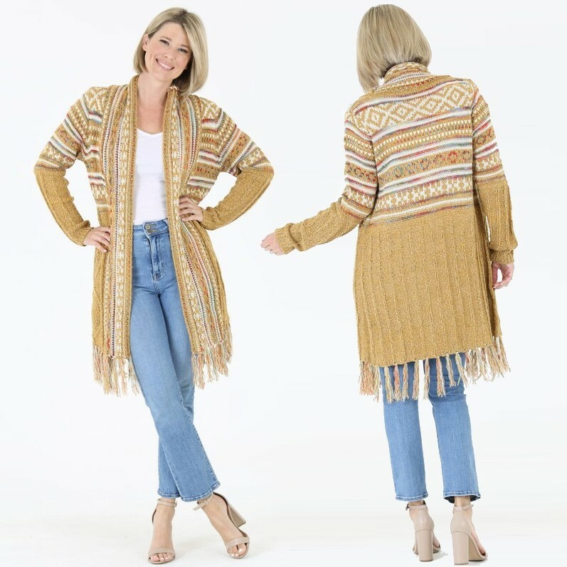 ジャケット・アウター vintage fringe design maxi coat cardigan Nostalgia Fringe Cable Knit Cardigan Jacket • NWT • Acrylic
