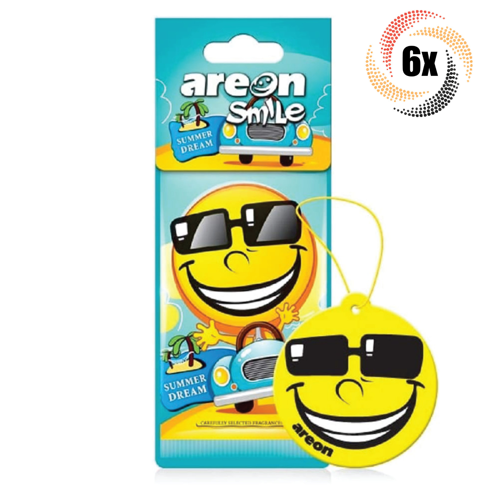 6x Packs AREON Smile Funny Car Emoji Hanging Air Freshener Summer Dream Scent 2390₽
