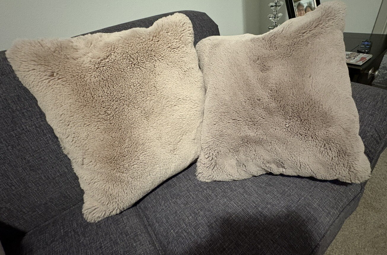 2 Unhide Squish Pillows PINKISH PURPLE & Lavender Purple 20X20 Retail $75 Each