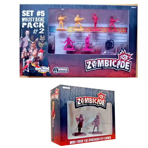 🧟 CMON Moustache Pack #2 + Miss Trish Zombicide Bundle .. NEW/SEALED 🧟